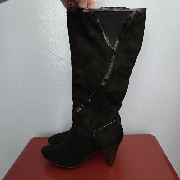 Karen Scott Mailaa Wide Calf Faux Suede Leather Heeled Zip Up Boots 6.5 - Picture 4 of 13